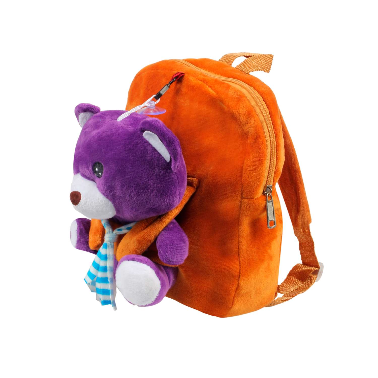 Рюкзак с игрушкой Little Mania коричневый Мишка фиолетовый - фото 2