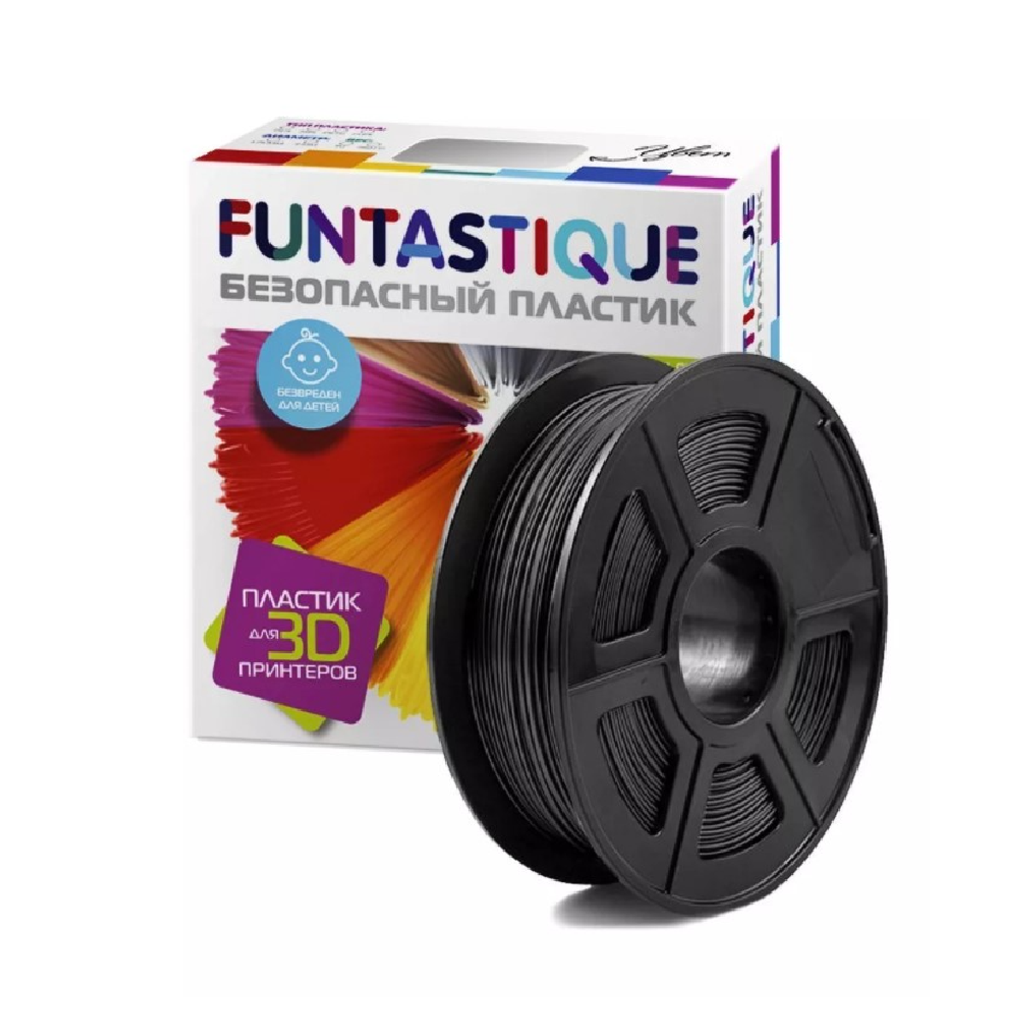 Пластик для 3D печати FUNTASTIQUE ABS 1.75 мм 1 кг Черный - фото 1