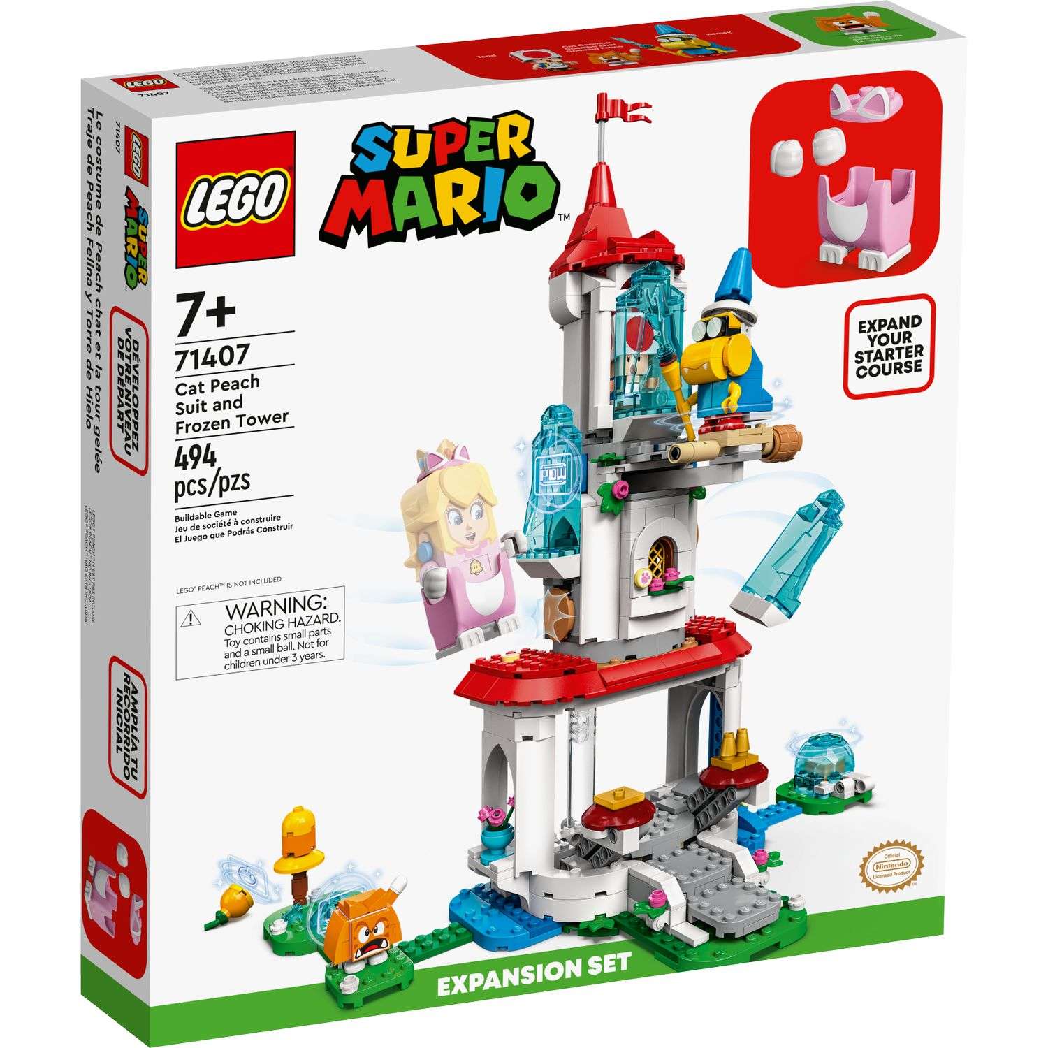 Конструктор LEGO Super Mario Cat Peach Suit and Frozen Tower Expansion Set 71407 - фото 2