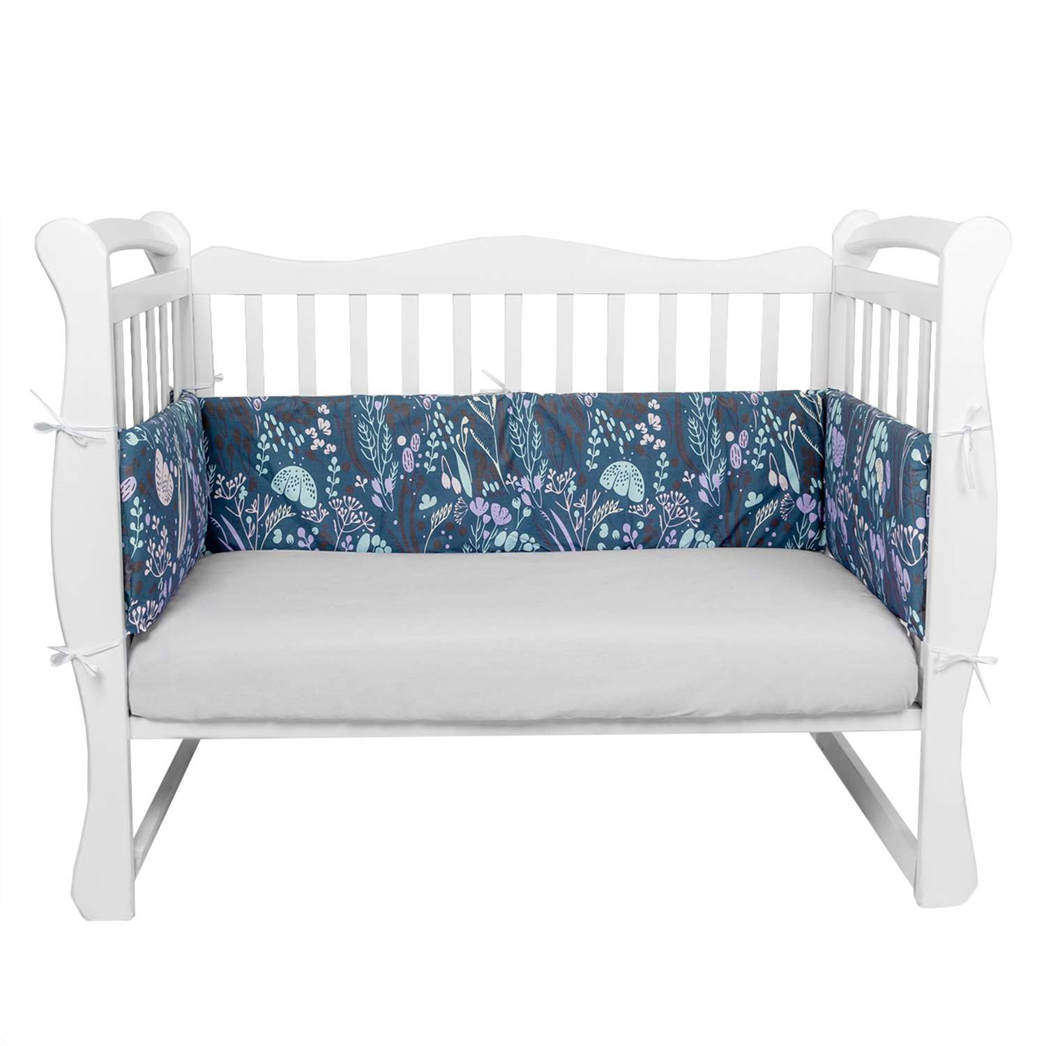 Бортик в кроватку AmaroBaby на молнии: 4 подушки AmaroBaby Flower dreams фиолетовый - фото 1