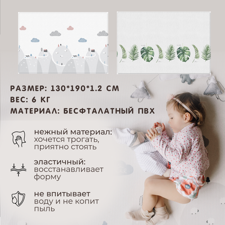 Коврик двухсторонний PARKLON Pure Soft Монстера и Холмы PB-932-BCHW