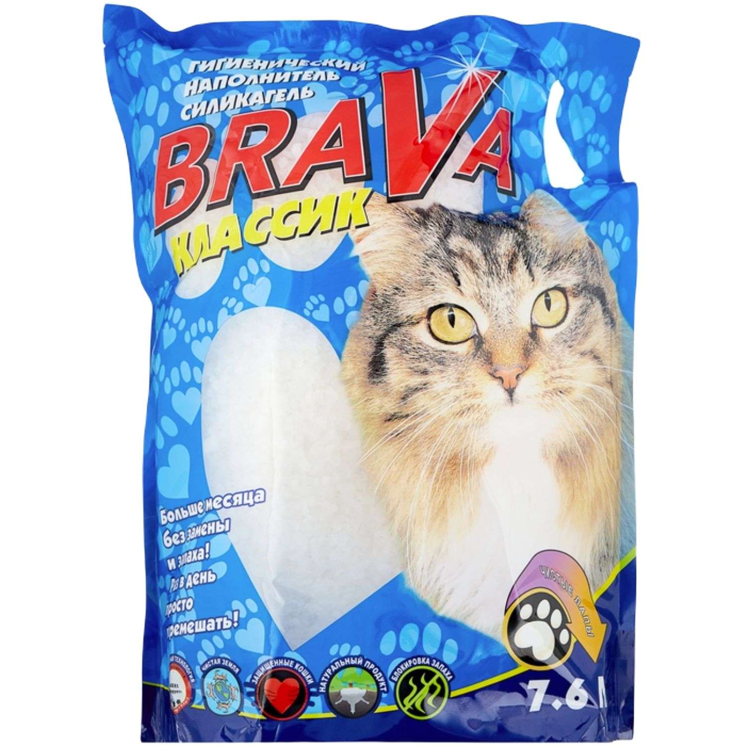 Наполнитель для кошек BraVa Классик-В силикагелевый впитывающий 7.6л - фото 1