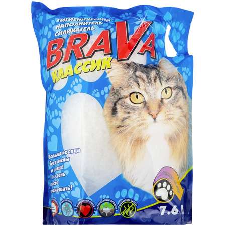 Наполнитель для кошек BraVa Классик-В силикагелевый впитывающий 7.6л