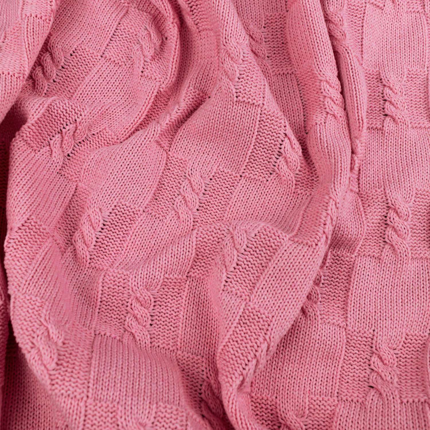 Плед-покрывало детский вязаный WARM WHIFF D-12 розовый на выписку в коляску в кроватку на лето 90x110 - фото 3