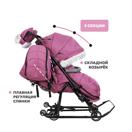 Санки-коляска NiKA kids Наши детки складные, с колесами, с перекидной ручкой