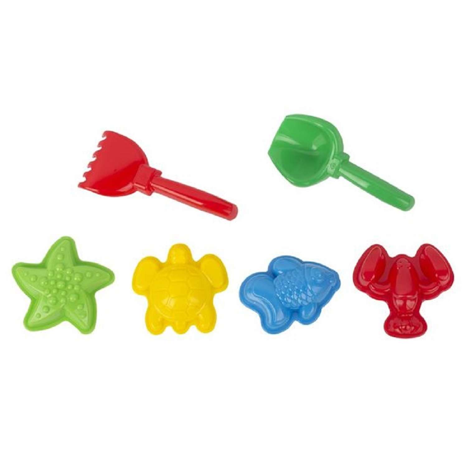 Набор игрушек для песочницы Спектр 6 предметов формочки лопатка грабли - фото 1