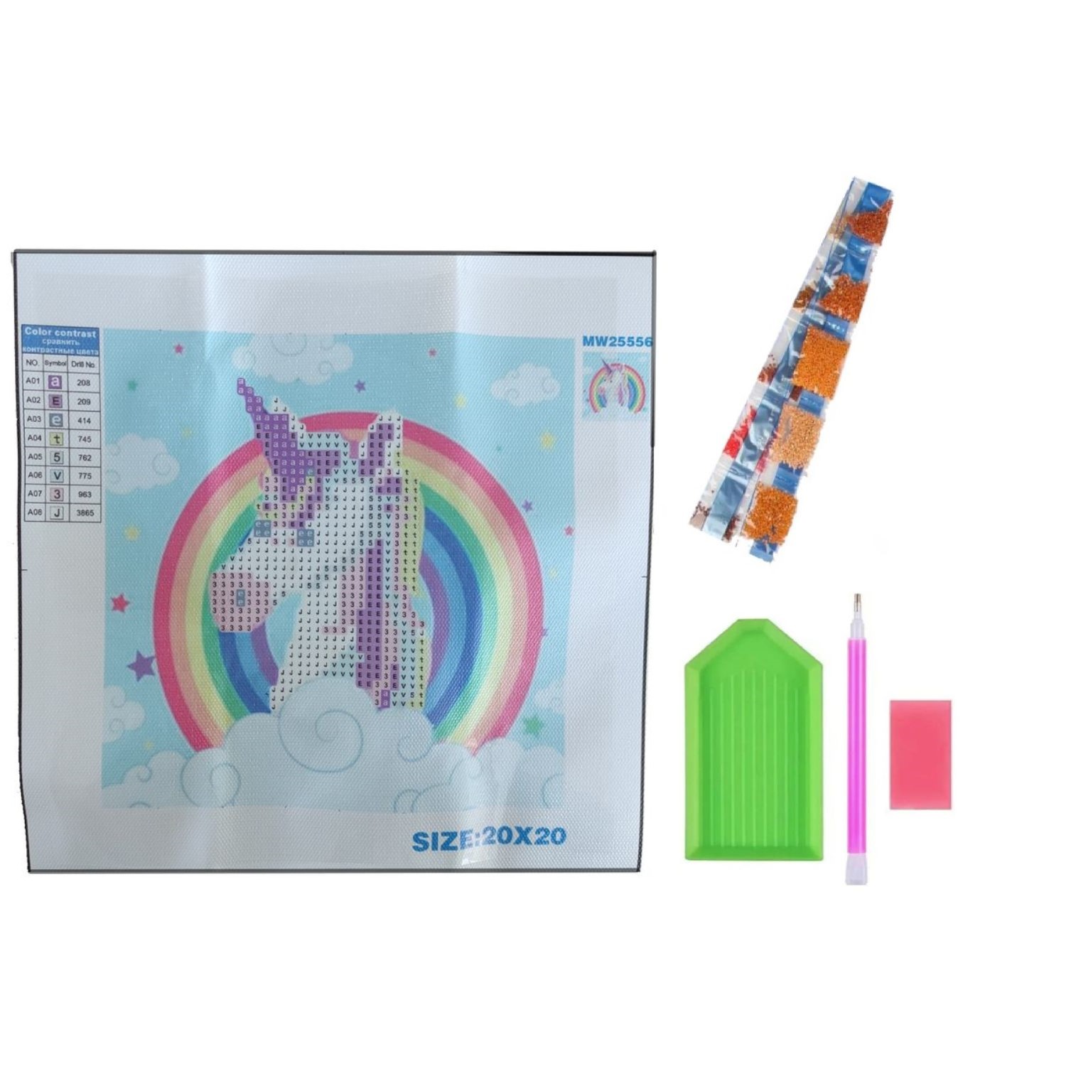 Алмазная мозаика Seichi Единорог с радугой 20х20 см - фото 4
