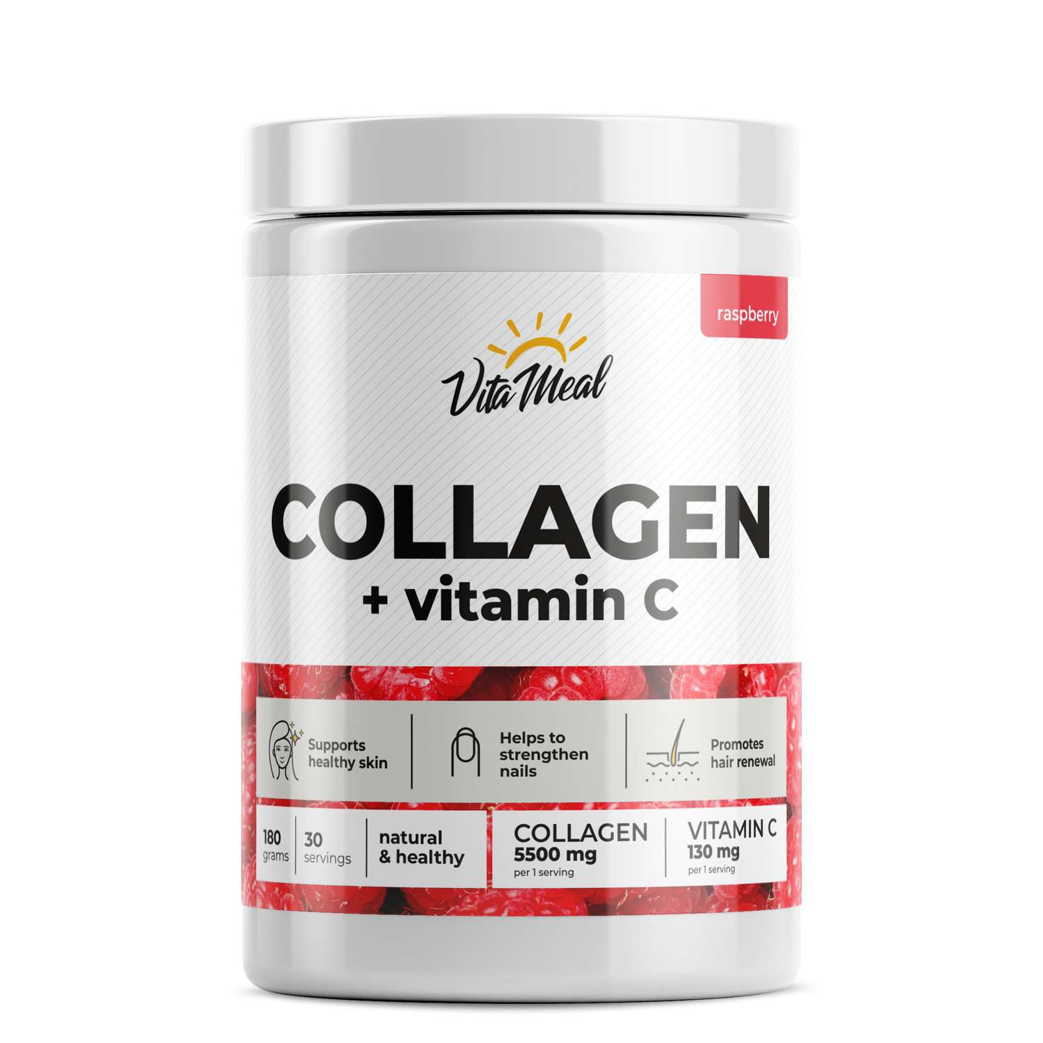 Коллаген + Витамин С VitaMeal порошок со вкусом малина 180 г - фото 1