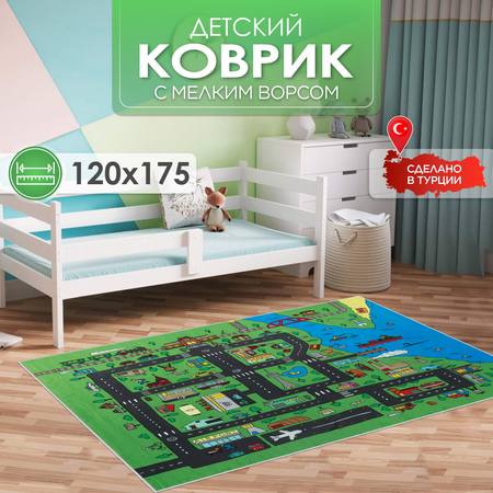 Развивающий коврик детский KOVRIKANA игровой зелёный дорога 120х175см
