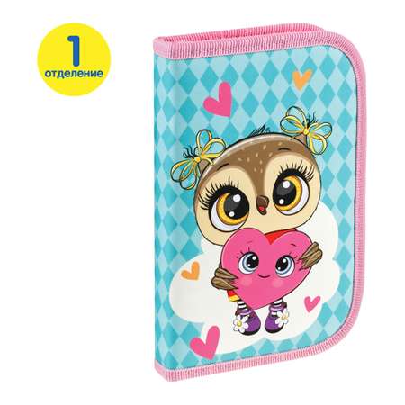 Пенал 1 отделение 200*130 Мульти Пульти Lovely Owl доп. секция ткань