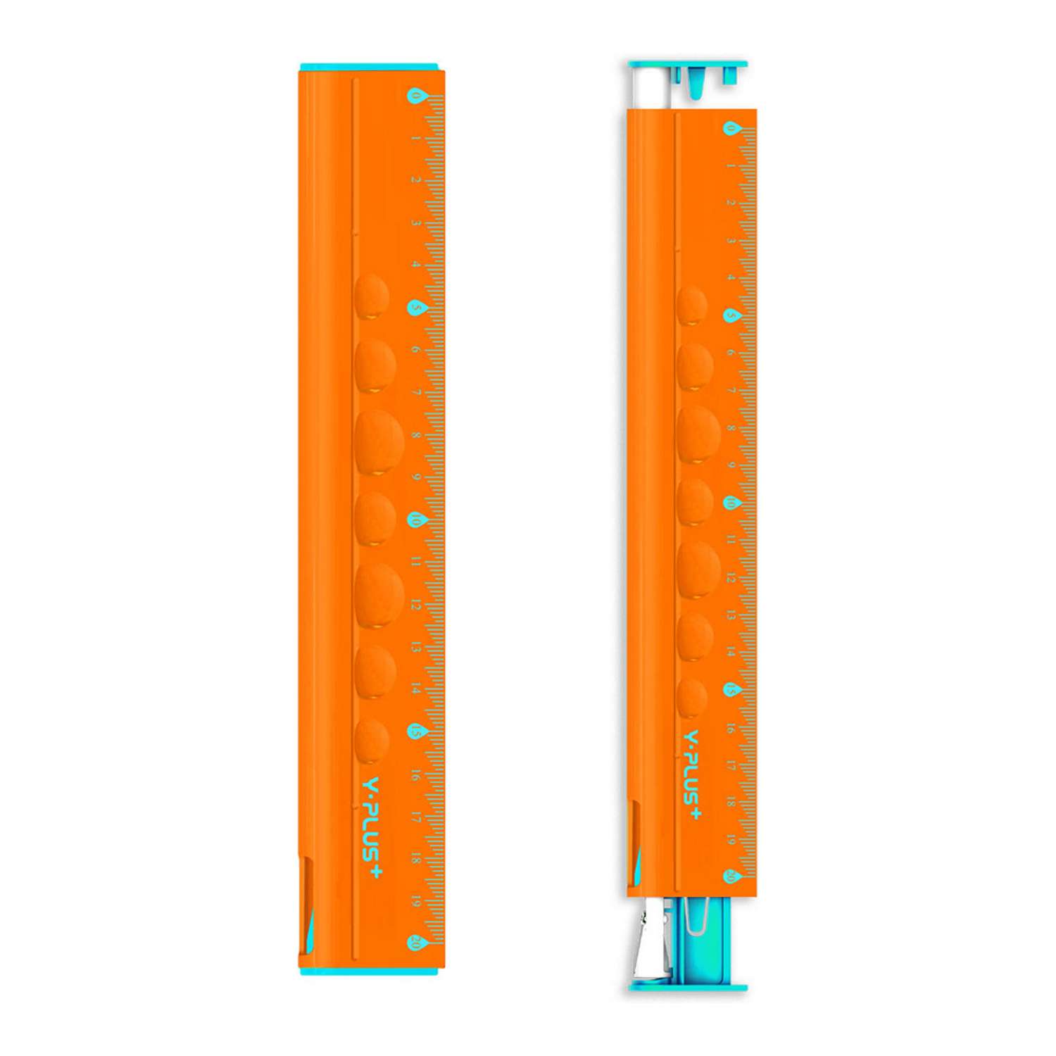 Линейка Y-plus 20см + точилка + ластик + чернографитный карандаш оранжевая пластиковая RX170100 OR - фото 2