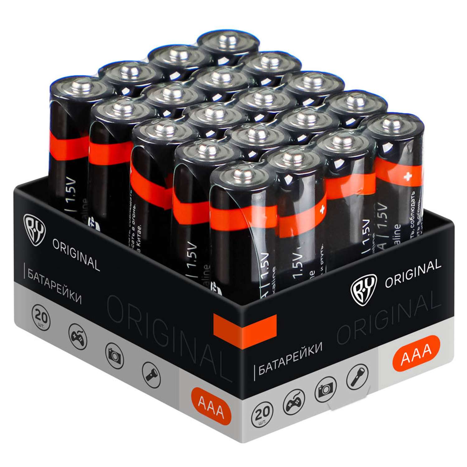 Батарейки BY ААА LR03 20 штук в упаковке - фото 1