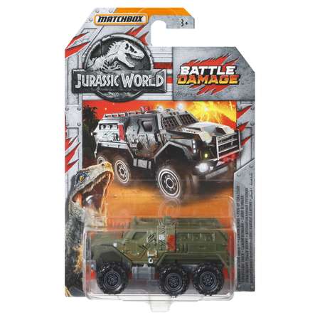 Машинки Matchbox Jurassic World Боевые раны в ассортименте FVR56