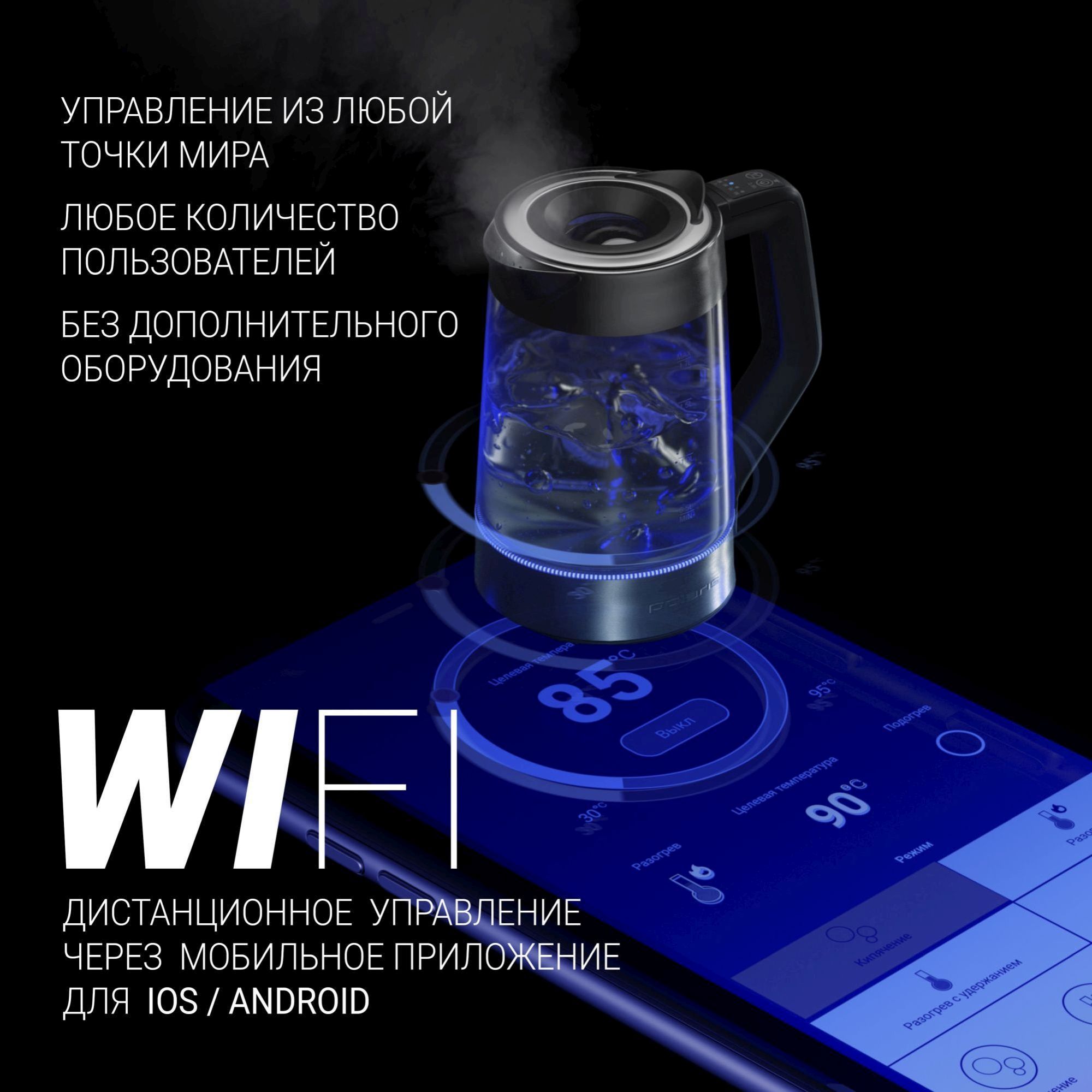 Электрический чайник Polaris PWK 1725CGLD WIFI IQ Home - фото 5