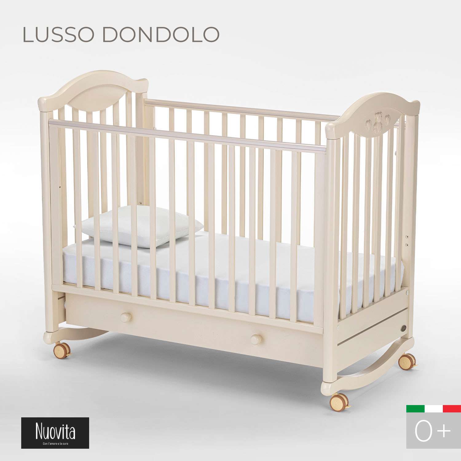 Детская кроватка Nuovita Lusso Dondolo прямоугольная, без маятника (слоновая кость) - фото 2