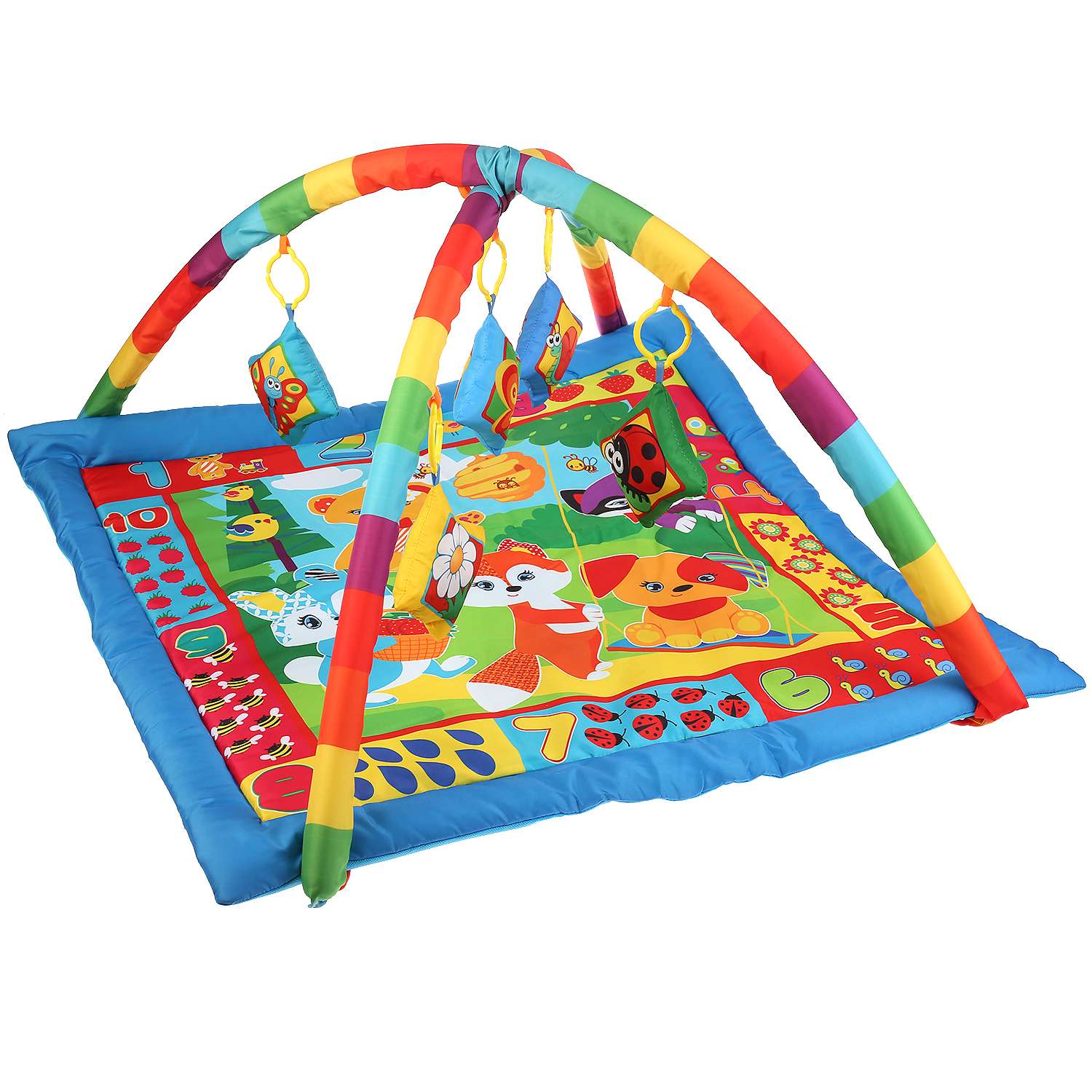 Игровой коврик Умка Лесная полянка с мягкими игрушками на подвеске 291198 - фото 1