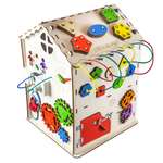Игрушка детская бизиборд Iwoodplay Развивающий домик мультицвет 35*35*50см