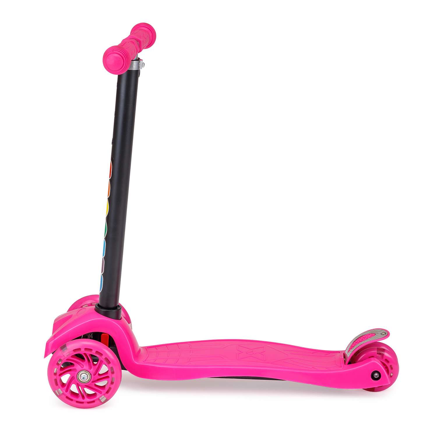 Самокат BABY STYLE детский светящиеся колеса с тормозом до 25 кг розовый - фото 2