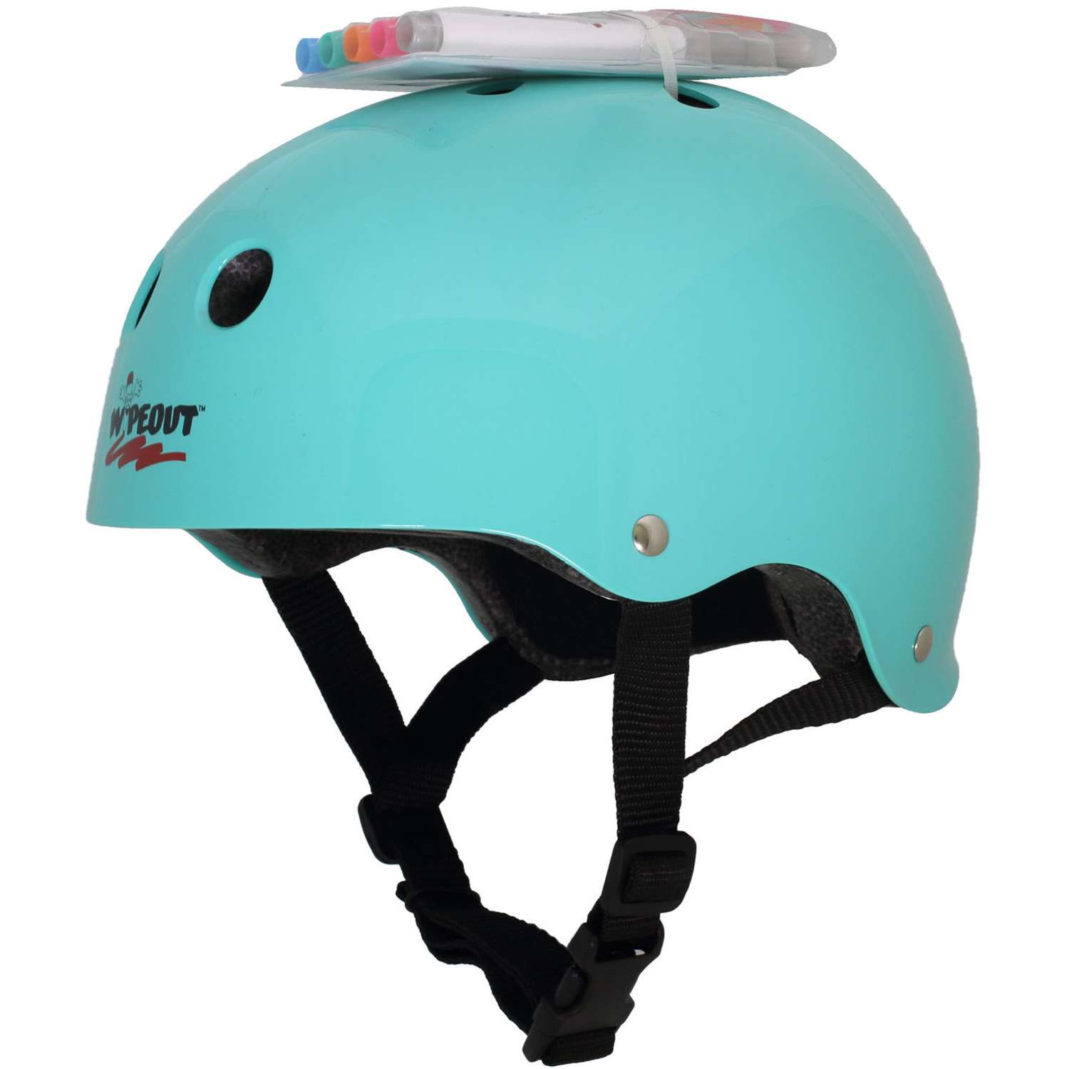 Шлем защитный спортивный WIPEOUT Teal Blue с фломастерами и трафаретами / размер L 8+ / обхват головы 52-56 см. - фото 2