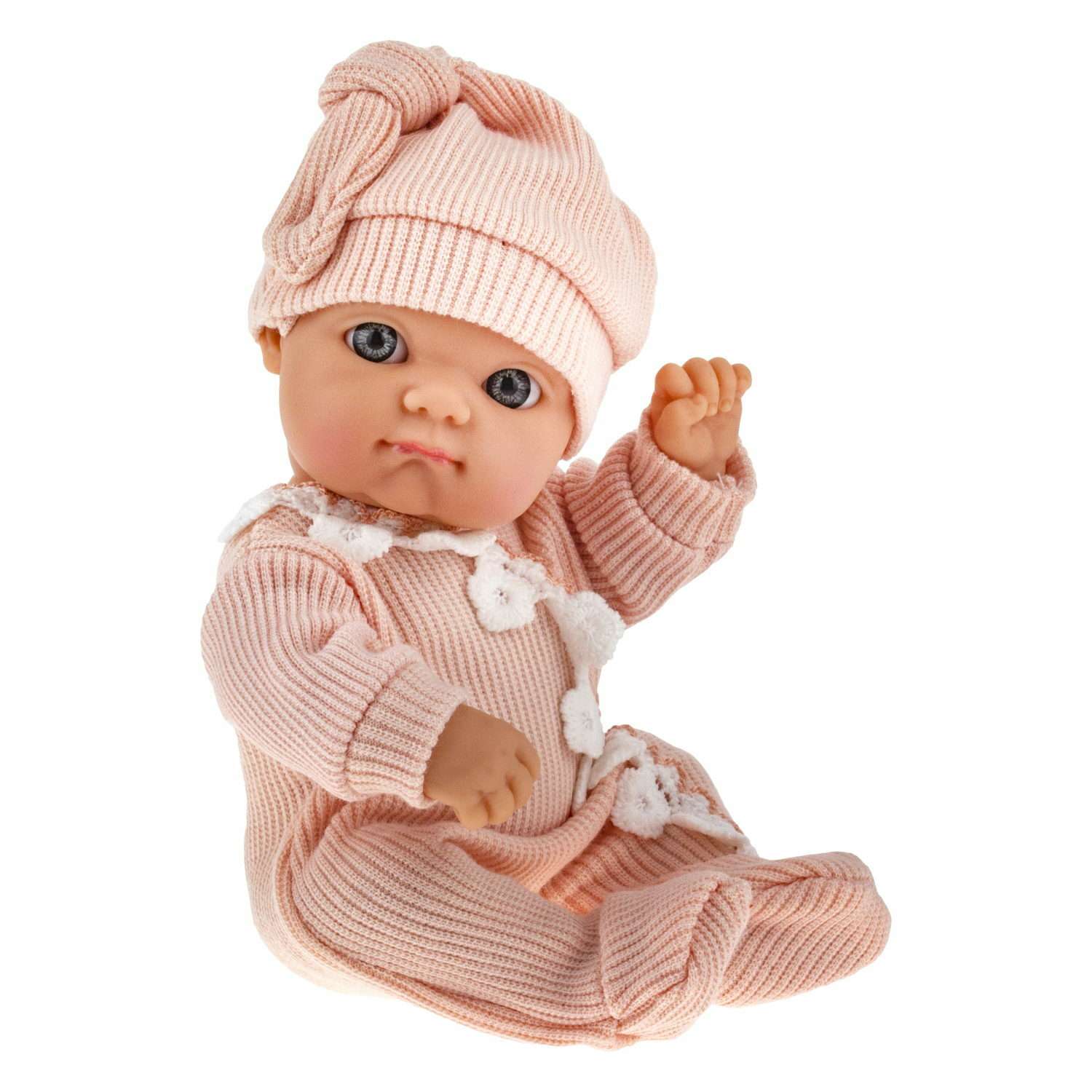 Кукла пупс 1TOY PREMIUM в розовом трикотажном комбинезоне и шапочке 20 см в премиум коробке с ручками Т22487 - фото 7