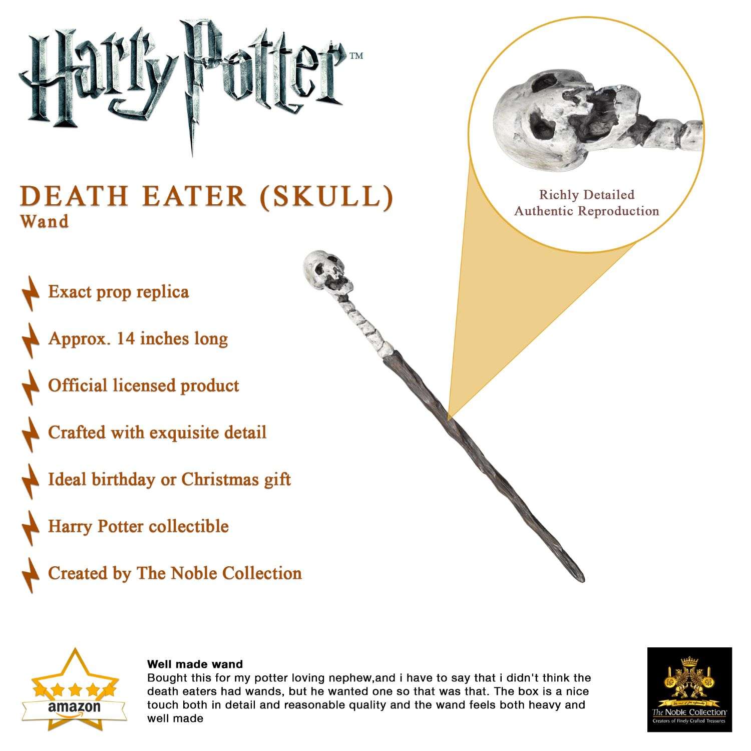 Волшебная палочка Harry Potter Пожиратели смерти: Череп 35 см - premium series - фото 8