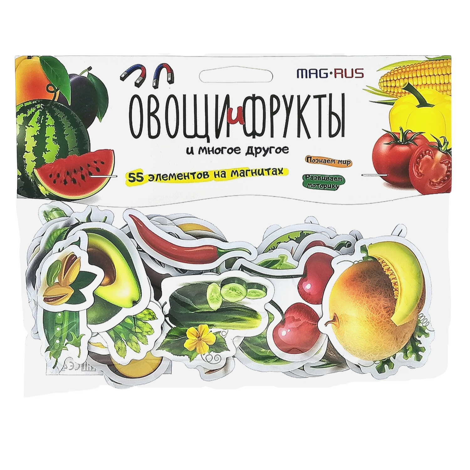 Магнитный набор Анданте Овощи фрукты разные продукты 55 элементов - фото 1