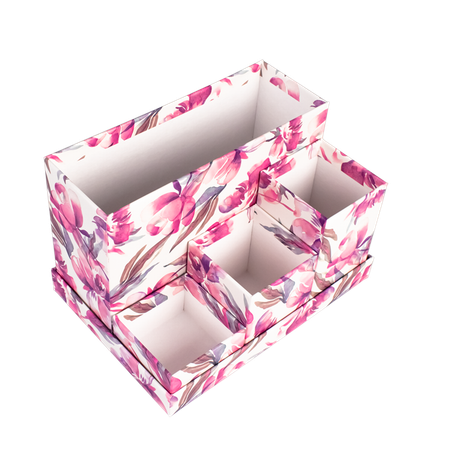 Органайзер настольный Cartonnage с 4 отдельными элементами для хранения канцелярских принадлежностей на подставке Цветы