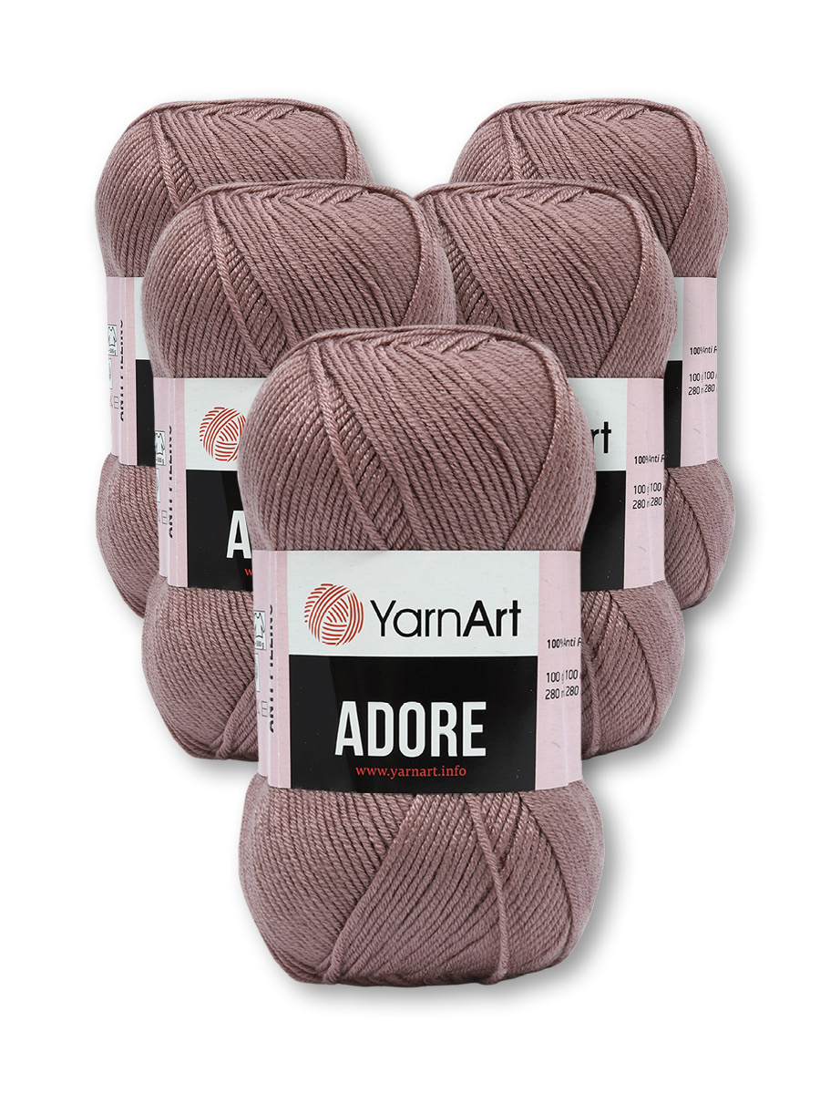 Пряжа для вязания YarnArt Adore 100 гр 280 м акрил с эффектом анти-пиллинга 5 мотков 344 пыльная роза - фото 3