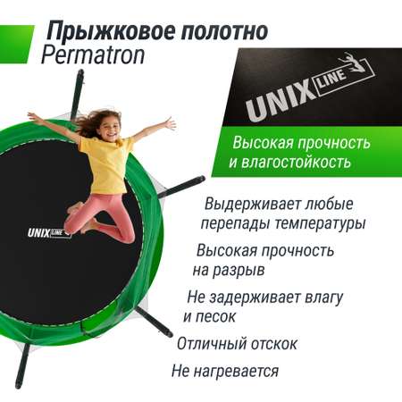 Батут каркасный Simple 10 ft UNIX line Green с внутренней защитной сеткой общий диаметр 305 см до 140 кг