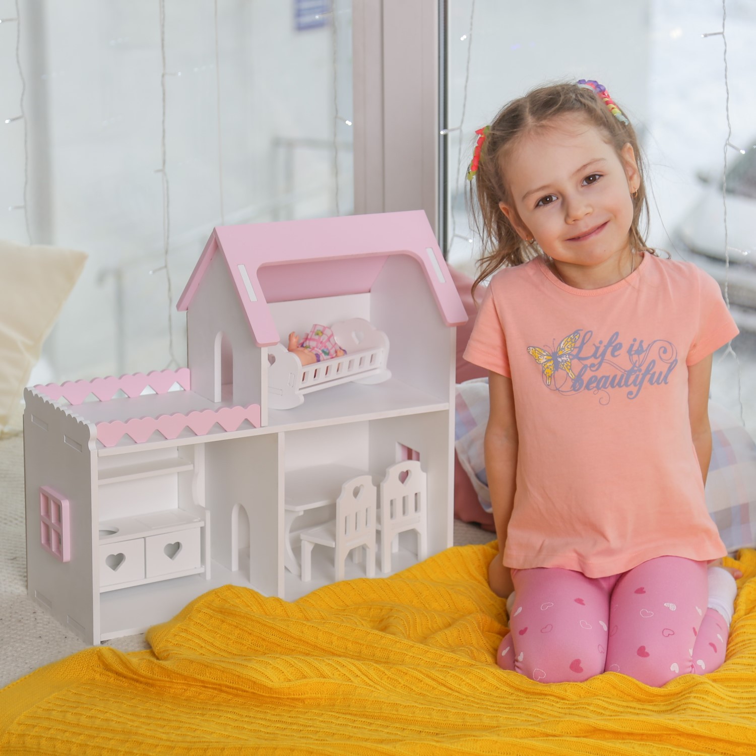 Кукольный домик Детская1 Мини бело-розовый 8 - фото 4