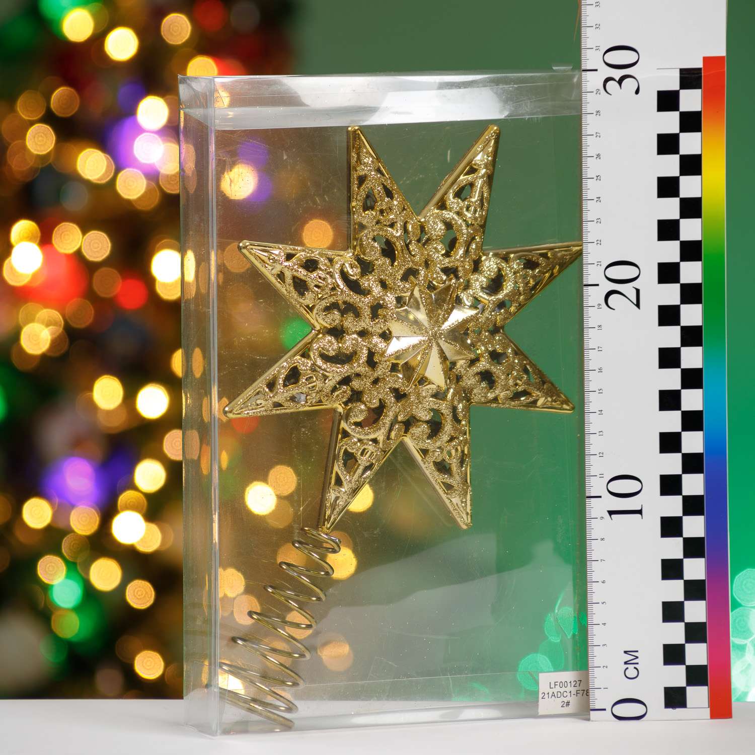 Елочное украшение BABY STYLE Верхушка звезда ажурная золотистый 8-ми конечная 21 см - фото 2