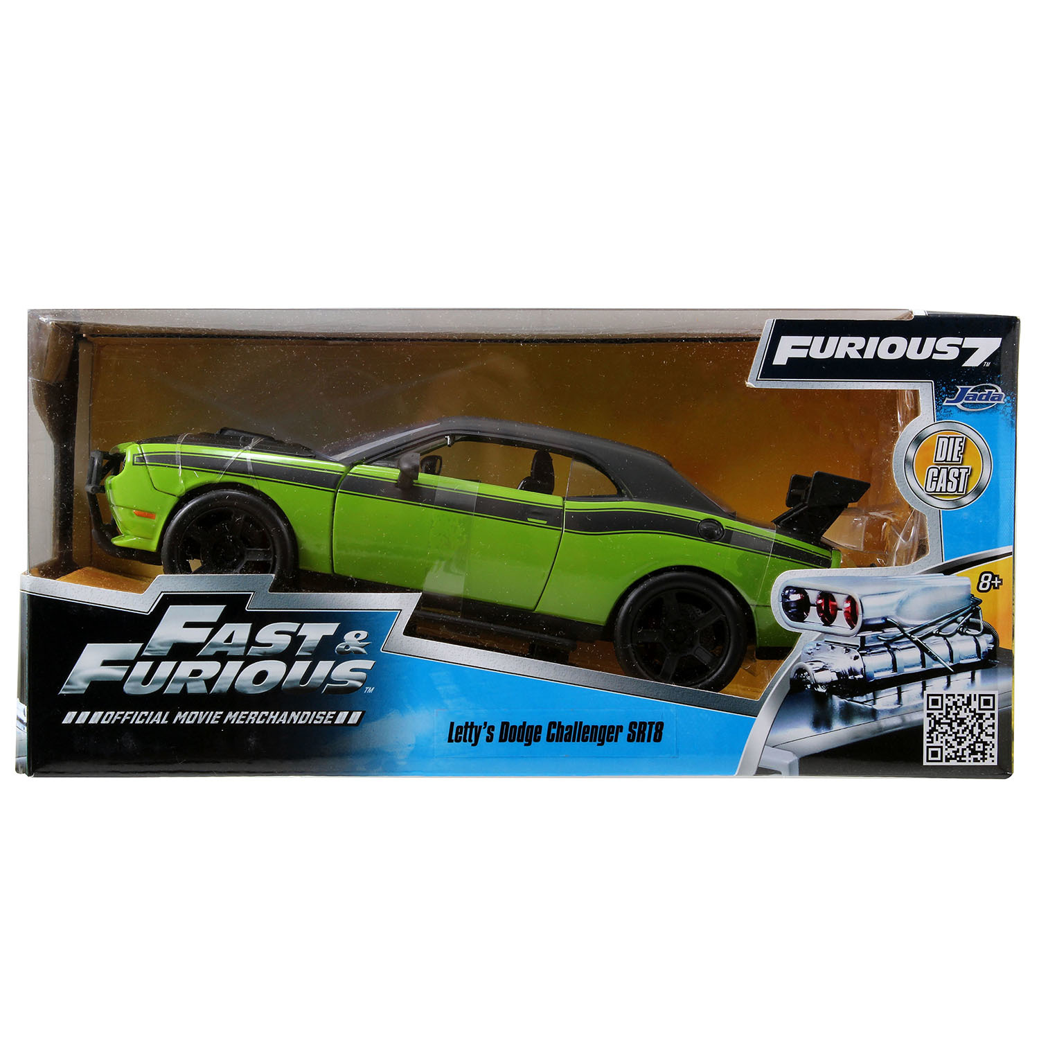 Машина Jada Fast and Furious 1:24 Dodge Challenger SRT8 Зеленая 97131  купить по цене 520 ₽ в интернет-магазине Детский мир