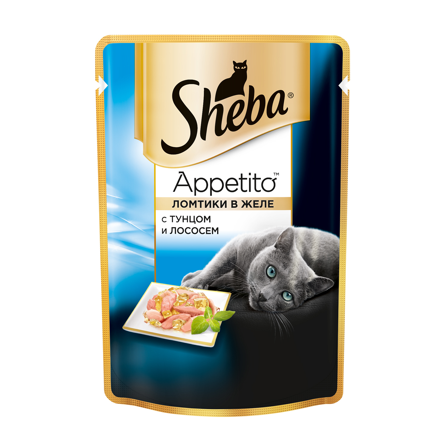 Корм влажный для кошек Sheba Appetito 85г с тунцом и лососем пауч - фото 1