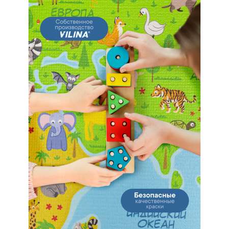 Коврик игровой для детей VILINA Познавайка 80х120см Карта мира
