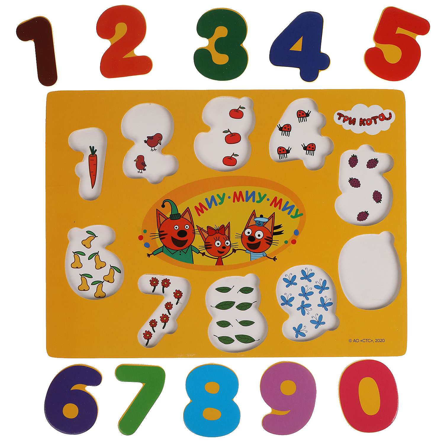 Игрушка деревянная Буратино Три Кота вкладыш цифры - фото 2