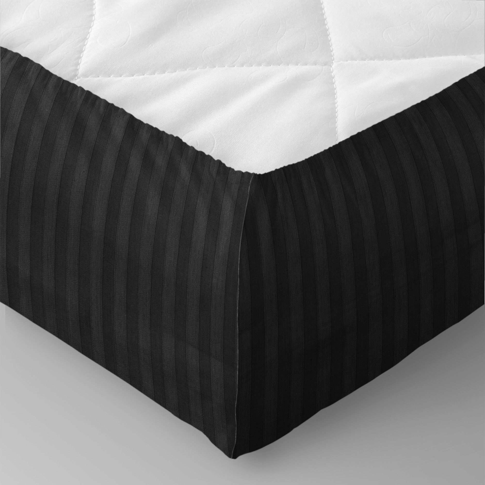 Простыня на резинке LOVEME Black 160х200 см страйп-сатин 100% хлопок - фото 4