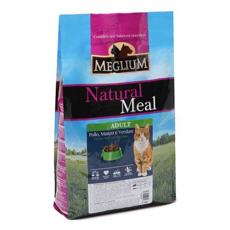 Корм сухой для кошек Meglium Adult 3кг говядина-курица-овощи