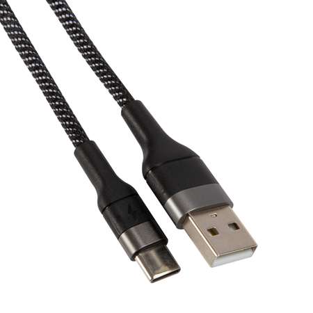 Дата-Кабель UNBROKE USB - Type-C 1.2 метра нейлоновая оплетка до 3A черно-серый