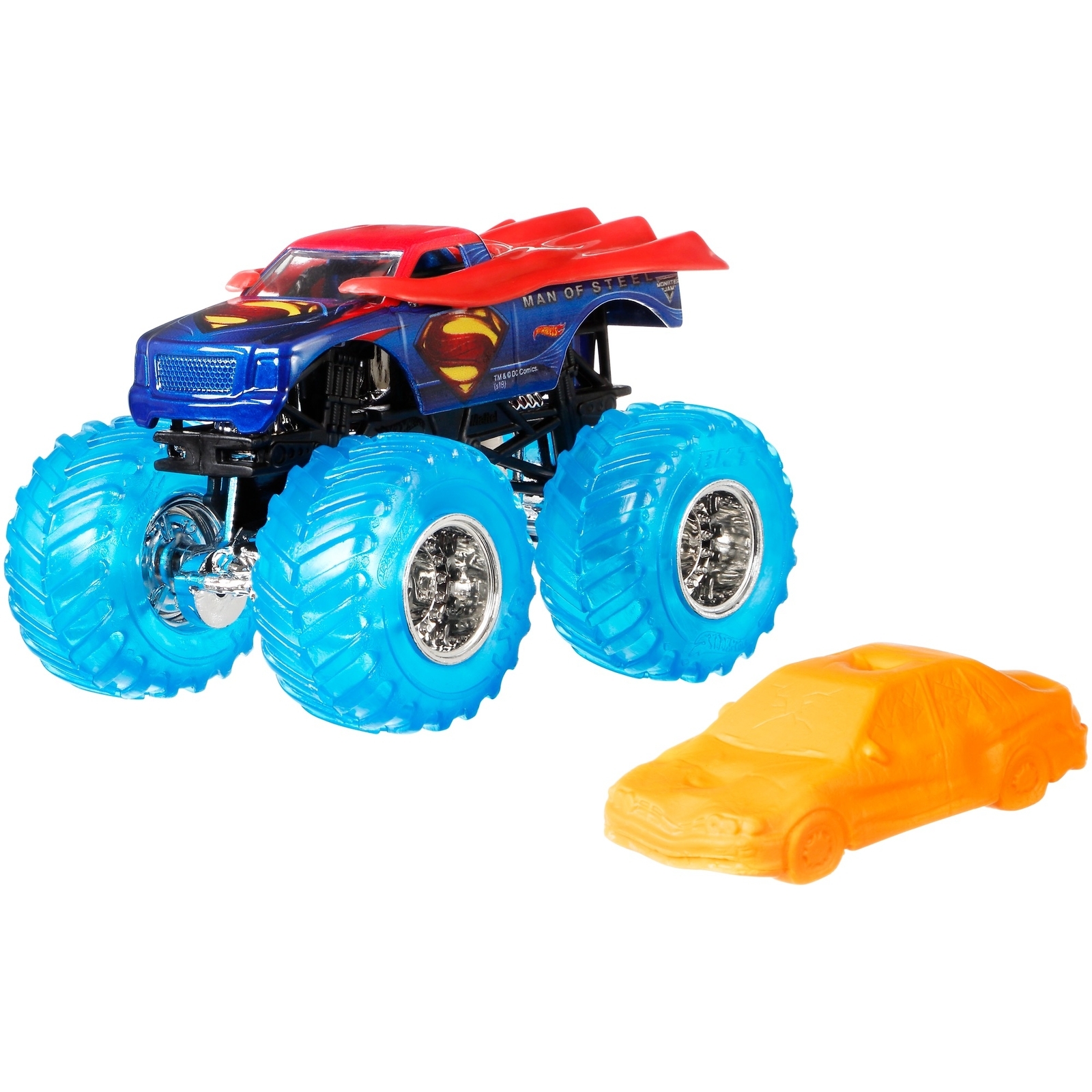 Машина Hot Wheels Monster Jam 1:64 Clear Cruschers Супермен FLX21 купить по  цене 88 ₽ в интернет-магазине Детский мир