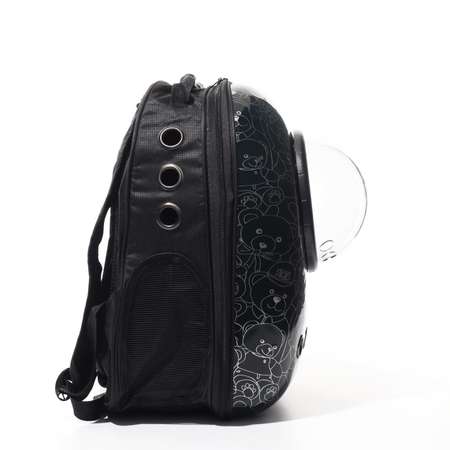 Рюкзак для переноски Пижон с окном для обзора «Медвежата» 32х26х44 см тёмно-зелёный
