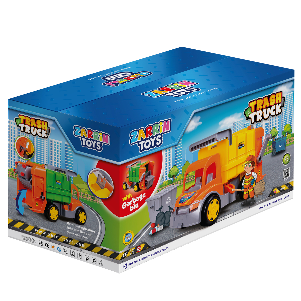 Мусоровоз Zarrin Toys TrashTruck F3-1/оранжевый-желтый - фото 4