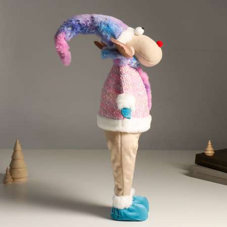 Кукла интерьерная Зимнее волшебство «Лосик в розовом свитере с мехом и голубом колпаке со звёздочкой» 61 5 см 94880
