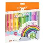 Карандаши цветные Y-plus пастельные Rainbow Pastel трехгранные набор 24 цвета и точилка