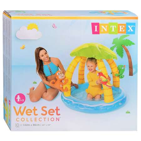 Надувной бассейн INTEX 102х86 см с навесом Для детей 1-3 лет