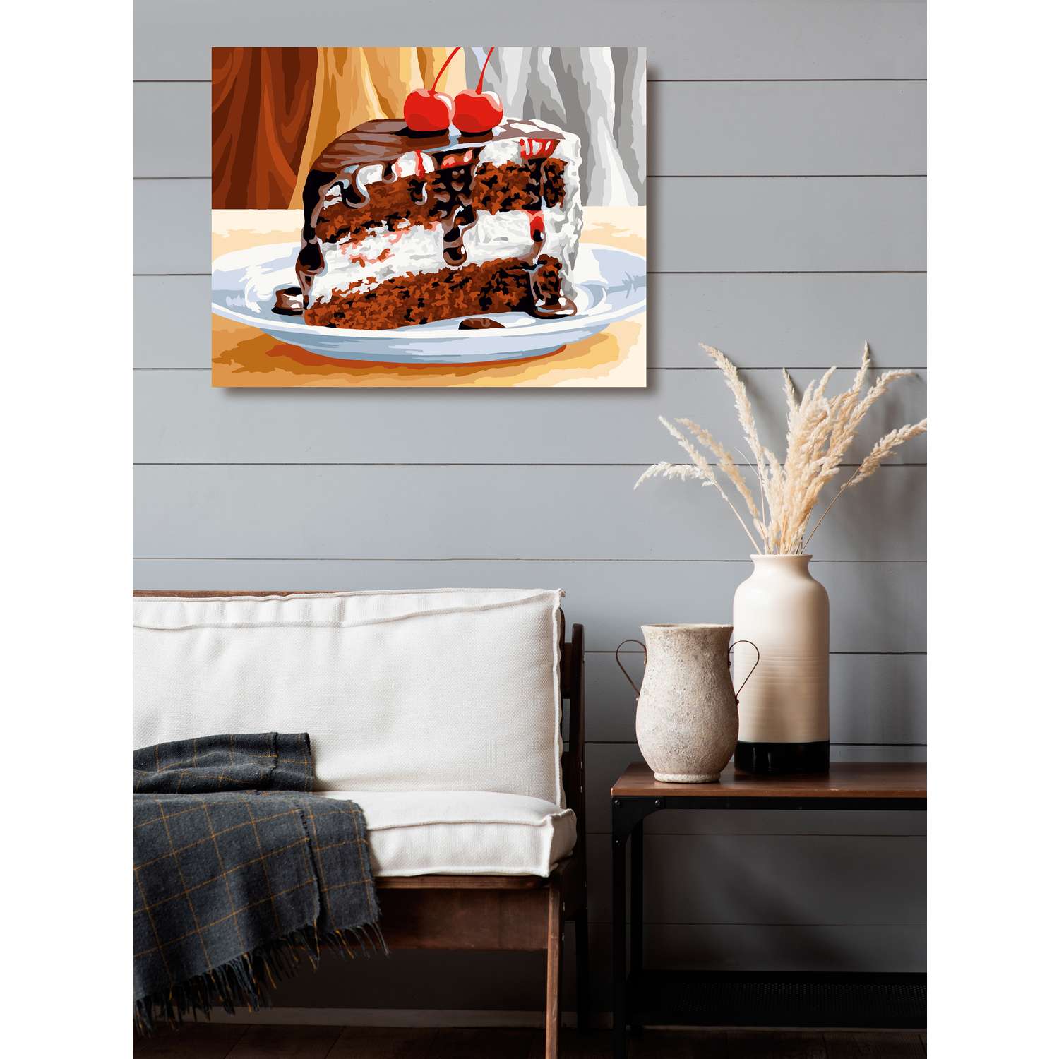 Картина по номерам Art on Canvas холст на деревянном подрамнике 40х50 см Вишнёвый торт - фото 3