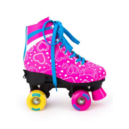 Роликовые коньки SXRide Roller skate YXSKT04BLPN38 цвет розовые с белыми сердечкам размер 38