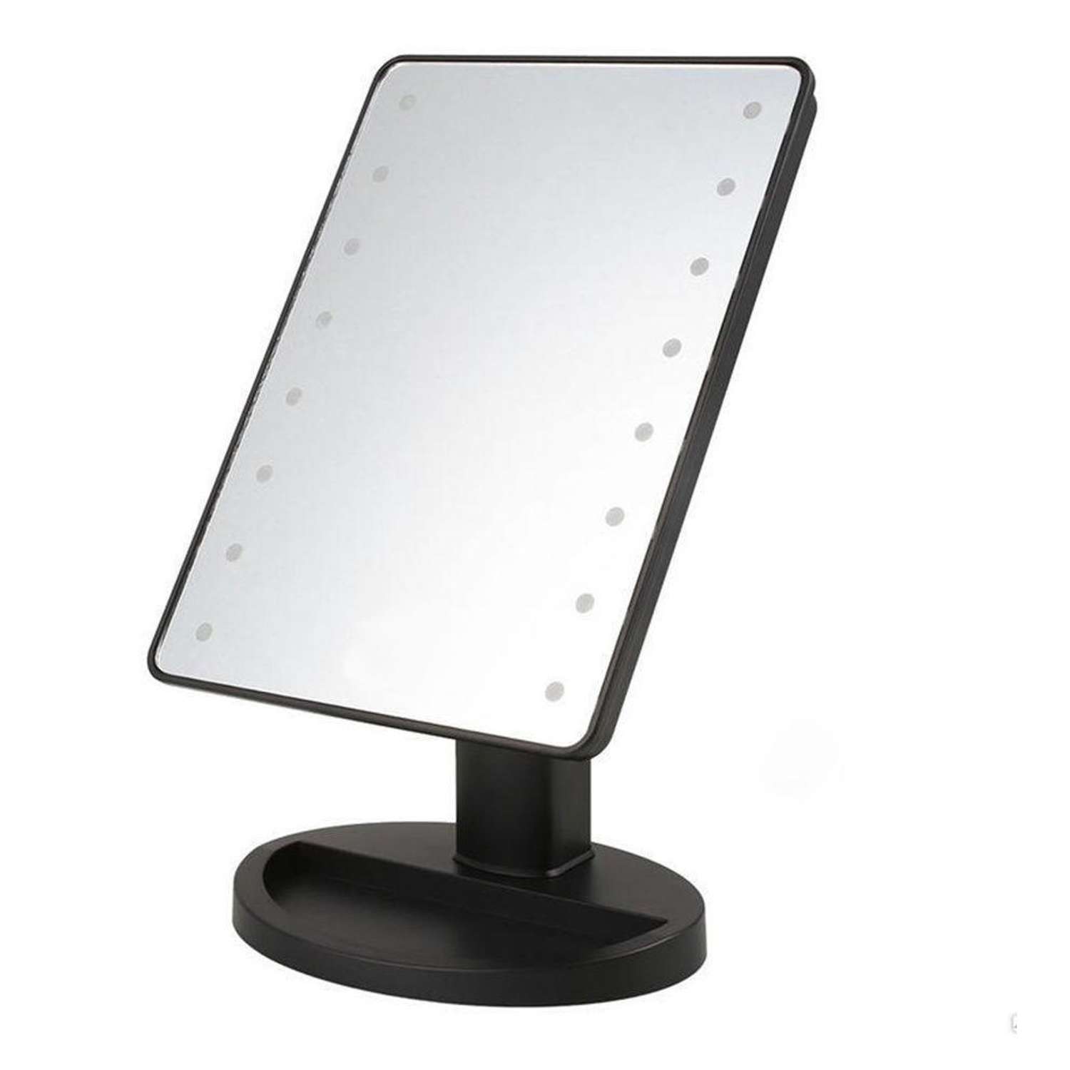 Зеркало настольное Keyprods косметическое с LED подсветкой для макияжа черное - фото 1