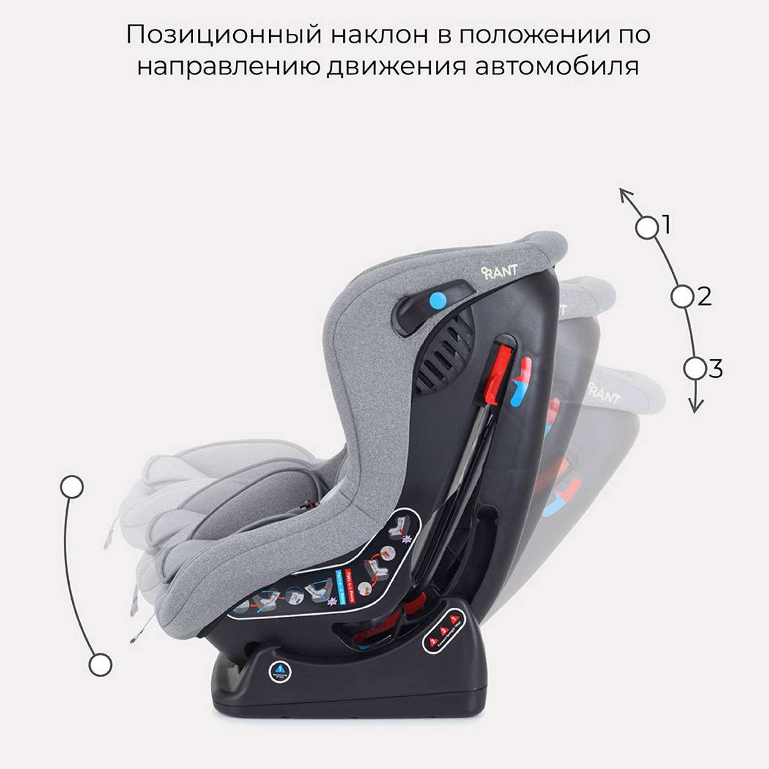 Автокресло детское Rant LB-777 Pilot Active Line Grey группа 0-1 0-18 кг - фото 3