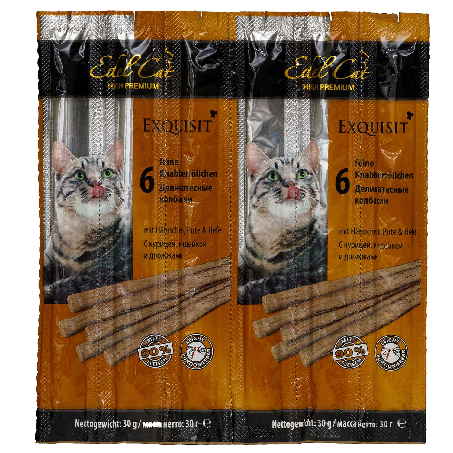 Лакомство для кошек Edel Cat Колбаски курица-индейка-дрожжи 5г*6шт - фото 1