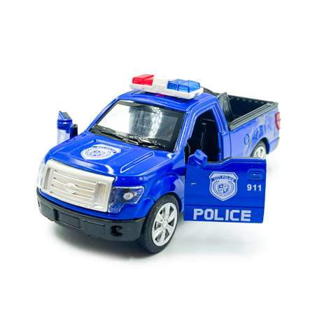 Инерционная машинка SHARKTOYS металлическая полиция синяя пикап 12 см